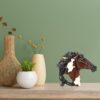 Western Horse Head Bust Figurine with Feather Accents Rustic Decor