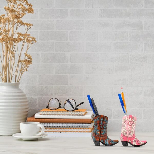 5 Mini Two-Tone Cowboy Boot Figurines for Rustic Western Home Decor