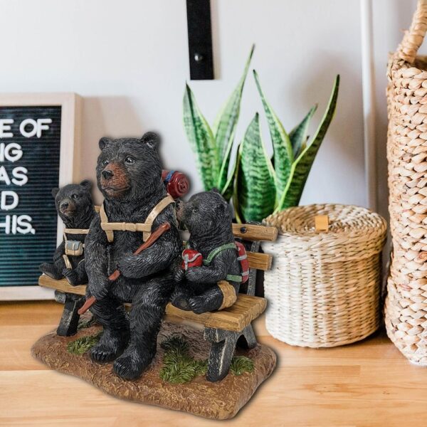 Hiking Bear Bench Figurine Rustic Cabin Lodge Tabletop Decor