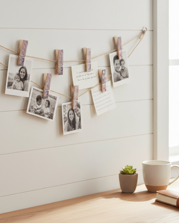 Floral "Blessed Is She" Wooden Decorative Clips - 4 Piece Set