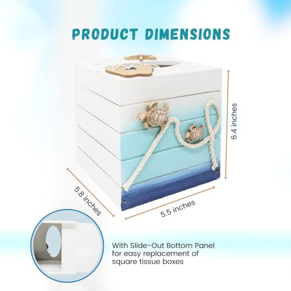 Ocean Inspired Handcrafted Wooden Tissue Box Cover with Coastal Design