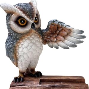 Whimsical Resin Owl Cell Phone Stand: Decorative Universal Desk Desktop Holder