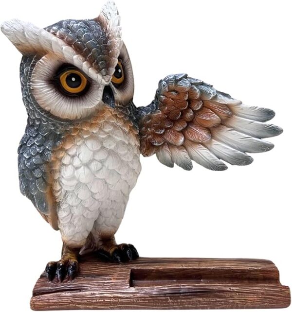 Whimsical Resin Owl Cell Phone Stand: Decorative Universal Desk Desktop Holder