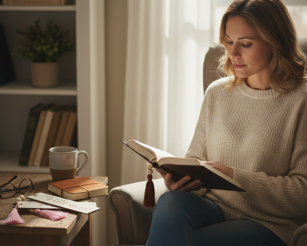 Inspiring Wooden Scripture Bookmarks with Tassels and Decorative Wooden Beads