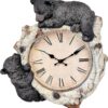81JPX9fgS2L._AC_SX679_ Rustic black bear cubs climbing a birch log wall clock.