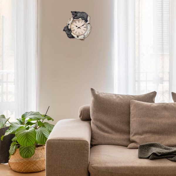 81UCJq-Q4rL._AC_SL1500_ Rustic black bear cubs climbing a birch log wall clock.