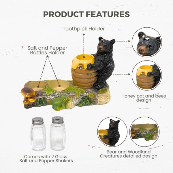 81WZuEjjC-L._AC_SL1500_ Rustic bear and beehive salt, pepper, and toothpick holder set.