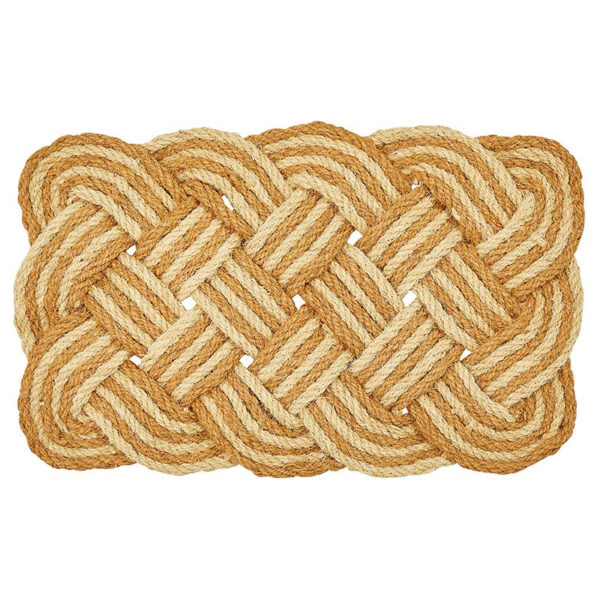 CMR969__82171 Handwoven 24x17 tan and yellow nautical rope doormat for entry ways.