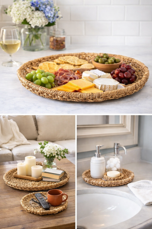 Natural Seagrass Flat Trays (3-Piece Set)