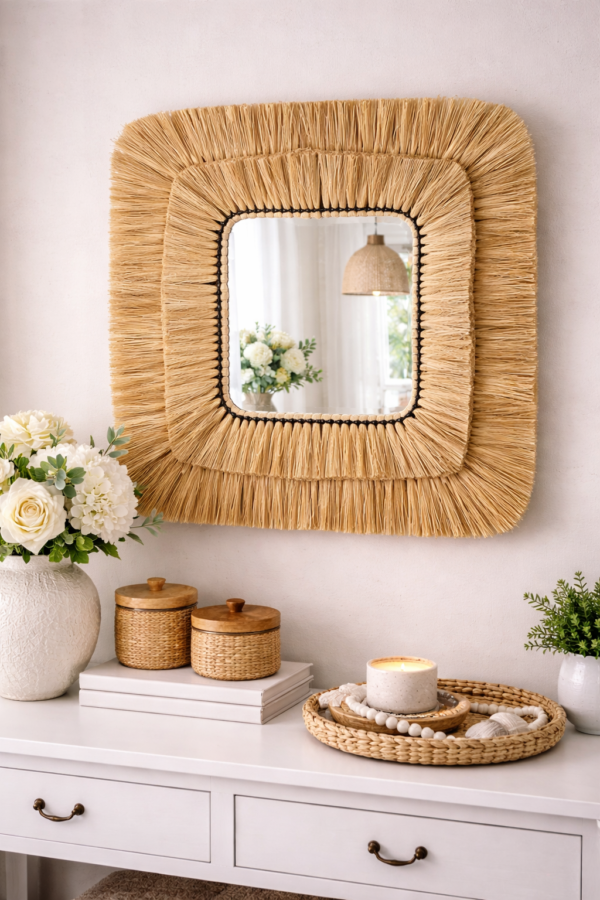 Large Handwoven Seagrass Wall Mirror