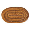 A 20-inch wide oval mustard jute placemat featuring rustic braided textures.
