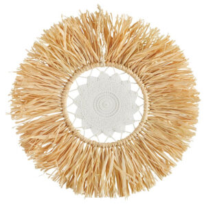 18-Inch Handcrafted Boho Fringe Wall Decor with Intricate Lace Centerpiece