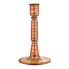 FMR076__20131 7-Inch High Orange Glass Taper Candleholder with Elegant Blue Spiral Accents