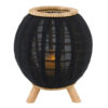 FMR178__30959 Small 9.5" Black Bamboo Lantern with Sheer Fabric and Tripod Wood Legs
