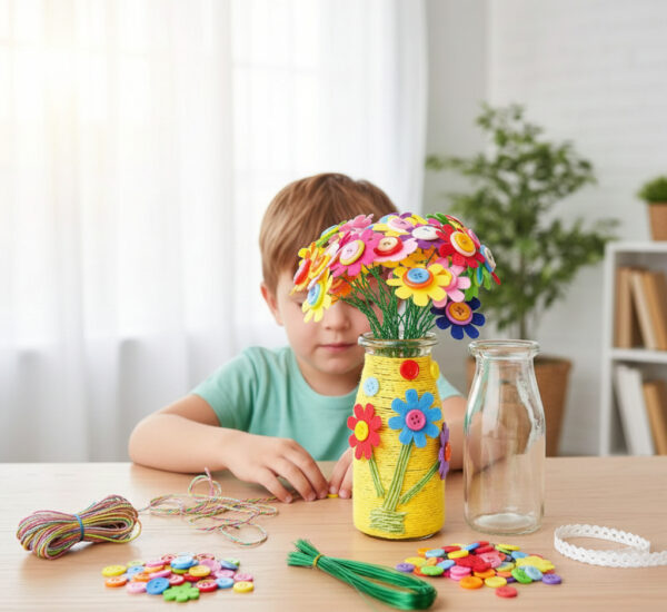 DIY Fabric Flower Toy Kit – Handmade Button Bouquet for Kids 2-4