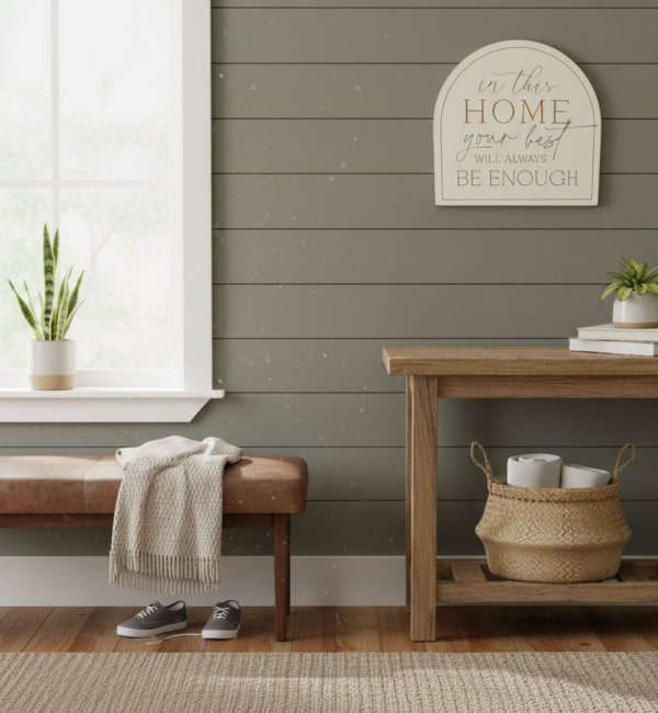 Shaped Wall Sign – Where We Begin “In This Home” Design