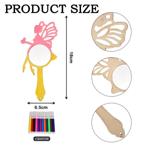 Kids Fairy DIY Wooden Craft Painting Kit – Handheld Mirror Art