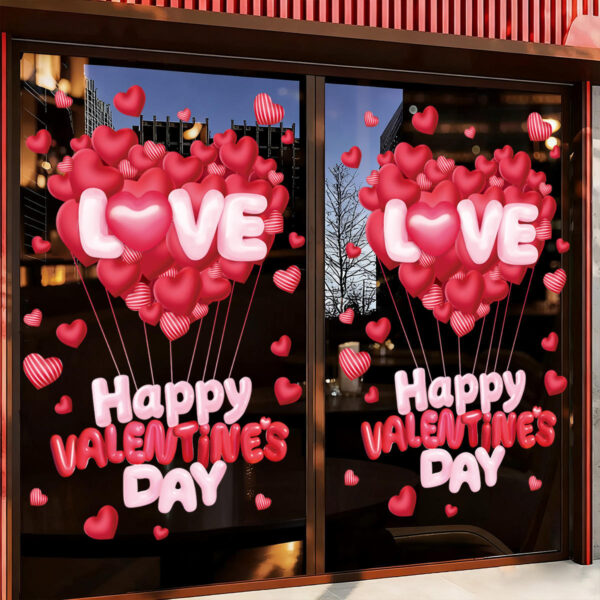 3D heart window decals create a romantic atmosphere for your festive glass displays.