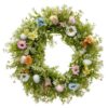 Decorative Easter Wreath Artificial Floral Wreath with Pastel Easter Eggs for Festive Window Displays