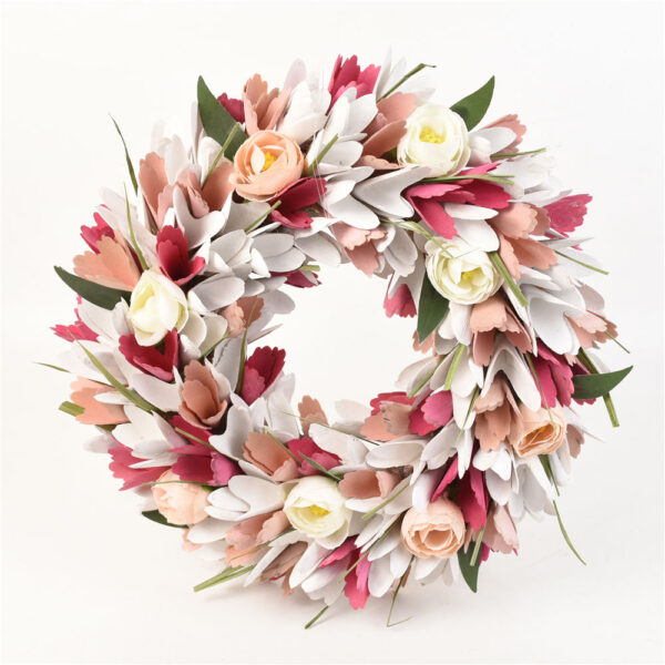 Valentine’s Day Red Heart Flower Wreath Handmade Decor