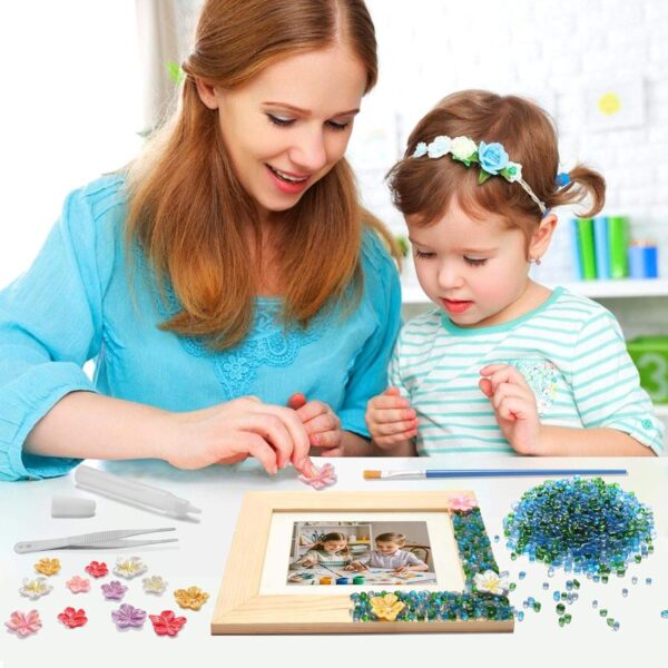 Kids DIY Mosaic Picture Frame Arts & Crafts Kit Glass Pebbles