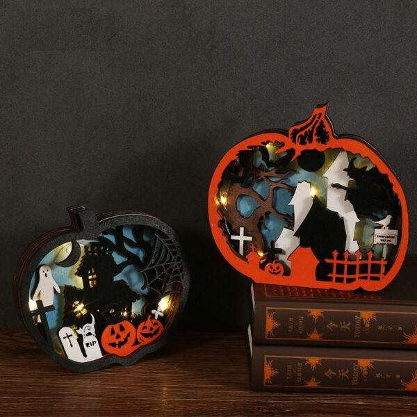 H81a1c29f3bfa413e9985792270b32229f LED Wooden Pumpkin Halloween Decor – Festive Light Piece