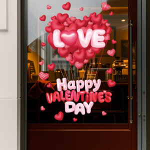 3D heart window decals create a romantic atmosphere for your festive glass displays.