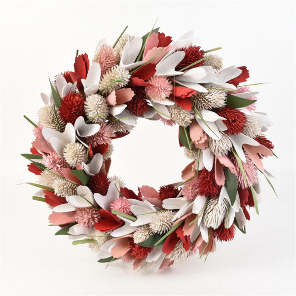 Valentine’s Day Red Heart Flower Wreath Handmade Decor