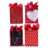 Four premium large Valentine gift bags with assorted hot-stamped "Love You Always" motifs.