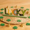 Festive Wooden St. Patrick's Day Lucky Letter Tabletop Ornament with Clover Details