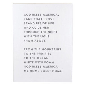 Patriotic Wood Wall Art: God Bless America Lyrics Home Decor Sign