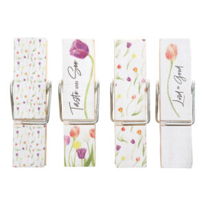 Taste & See Floral Wooden Bag Clips, Set of 4 Inspirational Sealers