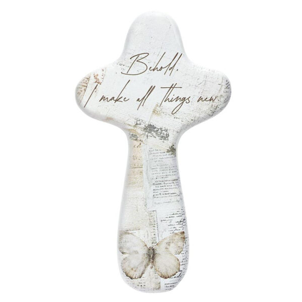 "Behold, I Make All Things New" Handheld Resin Comfort Holding Cross