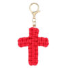 Woven Paracord Cross Keychains with "We Give" Verse Wooden Display