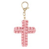 Woven Paracord Cross Keychains with "We Give" Verse Wooden Display