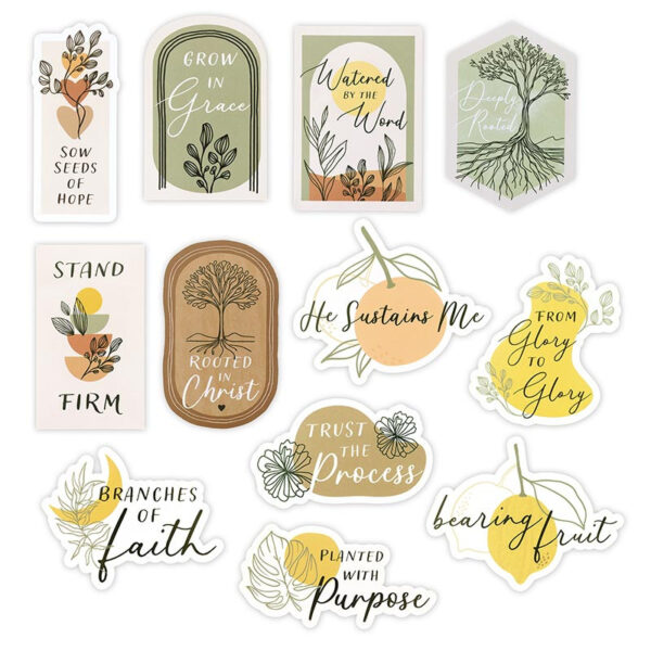 T3268__10652 Rooted and Grow Inspirational Faith Sticker Pack for Journals and Planners