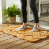 ba74c811-77bb-45ec-8ad5-10374a664369 Handwoven 24x17 tan and yellow nautical rope doormat for entry ways.