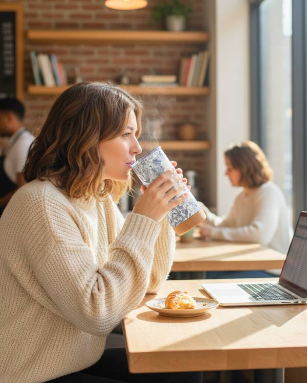 f5cb223a-4162-465f-827b-009312ad83f0 Philippians 4:13 Blue Floral 16oz Stainless Steel Tumbler with Cork Base
