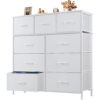 1 Wide Fabric Dresser Nine Drawer Storage Organizer with Wood Top