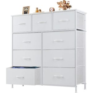 Wide Fabric Dresser Nine Drawer Storage Organizer with Wood Top