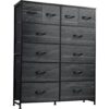 1 Tall Fabric Dresser Twelve Drawer Storage Organizer with Wood Top