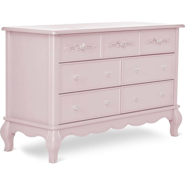 1 Dusty Rose Double Dresser Seven Drawer Bedroom Storage Cabinet