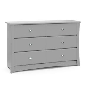Gray Six Drawer Dresser Bedroom Storage Chest with Safety Drawers