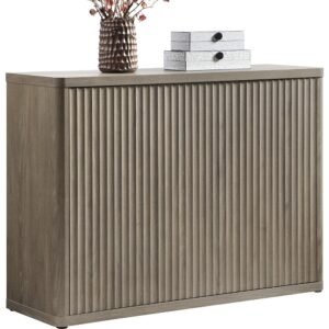 Modern Fluted Buffet Cabinet Three Door Sideboard Storage Credenza