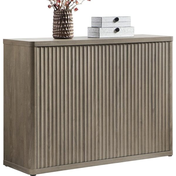 Modern Fluted Buffet Cabinet Three Door Sideboard Storage Credenza