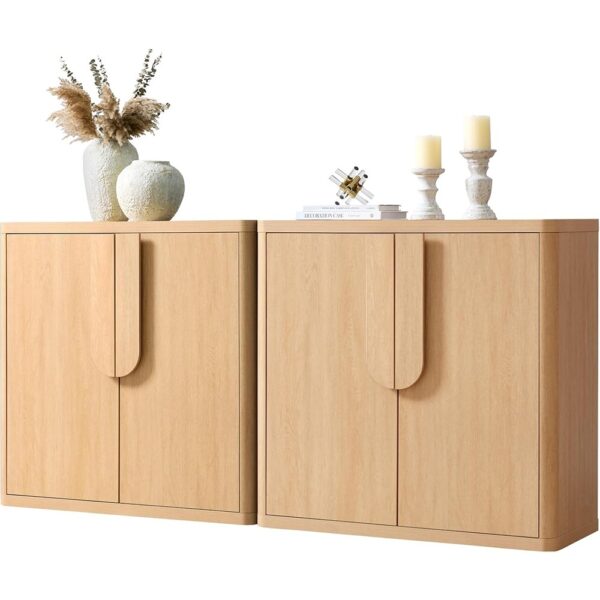 1 Modern Sideboard Buffet Cabinet Four Door Storage with Adjustable Shelves