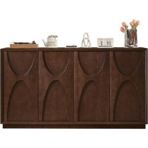 Farmhouse Modern Sideboard Buffet Cabinet Four Door Storage with Shelves