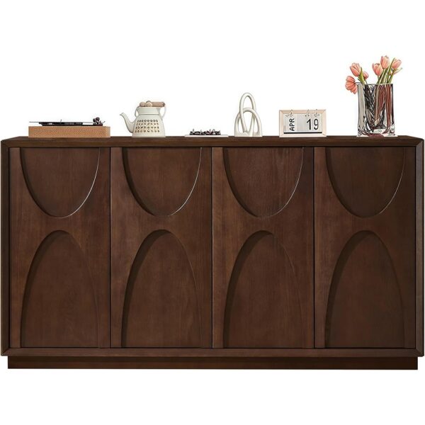 1 Farmhouse Modern Sideboard Buffet Cabinet Four Door Storage with Shelves