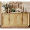 1 Farmhouse Sideboard Buffet Cabinet with Rattan Doors Media Storage Console