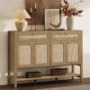 Rattan Sideboard Buffet Cabinet Four Door Storage with Drawers Console
